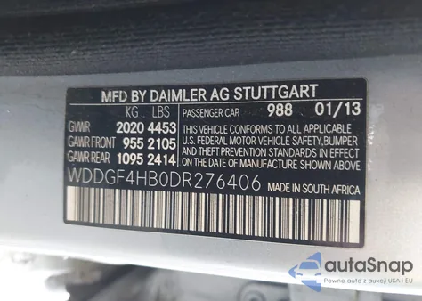 2013 Mercedes-Benz C 250 Luxury/Sport from USA, damaged, VIN WDDGF4HB0DR276406